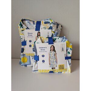 Mommy and Me Matching Dresses Women XL & Girls Large (10-12) In Lemon/Floral Pri